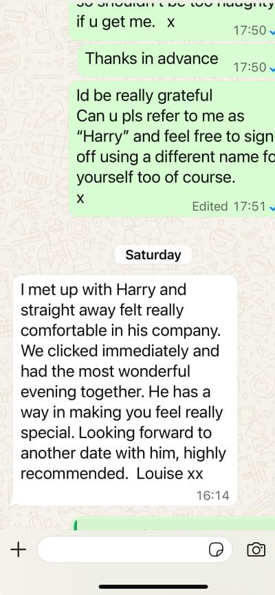 An image in Harry's male escort portfolio