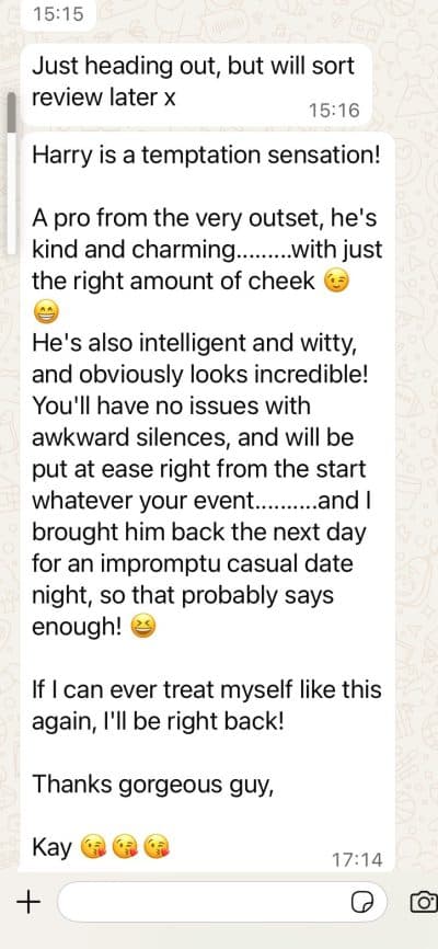 An image in Harry's male escort portfolio